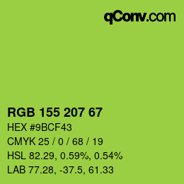Color code: RGB 155 207 67 | qconv.com