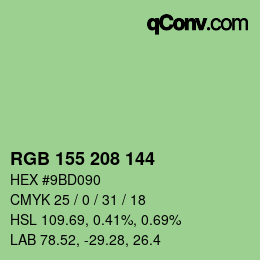 颜色代码: RGB 155 208 144 | qconv.com