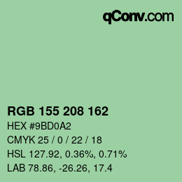 カラーコード: RGB 155 208 162 | qconv.com