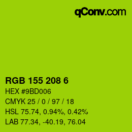 カラーコード: RGB 155 208 6 | qconv.com
