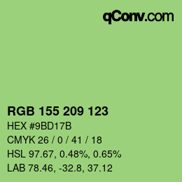 颜色代码: RGB 155 209 123 | qconv.com