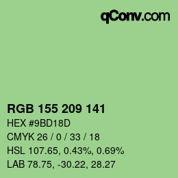 カラーコード: RGB 155 209 141 | qconv.com