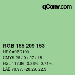 颜色代码: RGB 155 209 153 | qconv.com