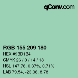 カラーコード: RGB 155 209 180 | qconv.com