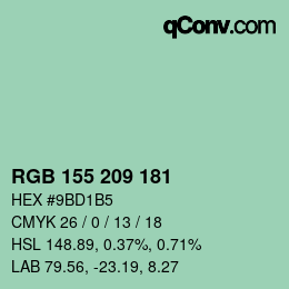 カラーコード: RGB 155 209 181 | qconv.com