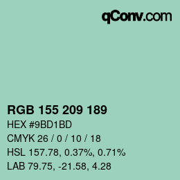 颜色代码: RGB 155 209 189 | qconv.com