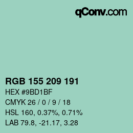 カラーコード: RGB 155 209 191 | qconv.com