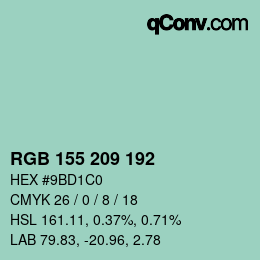 カラーコード: RGB 155 209 192 | qconv.com