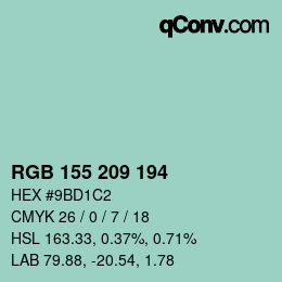 カラーコード: RGB 155 209 194 | qconv.com