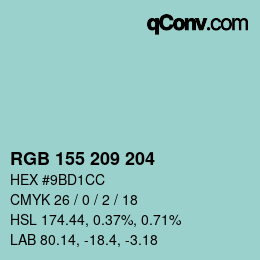 颜色代码: RGB 155 209 204 | qconv.com