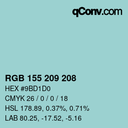 颜色代码: RGB 155 209 208 | qconv.com