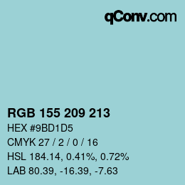 颜色代码: RGB 155 209 213 | qconv.com