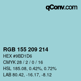颜色代码: RGB 155 209 214 | qconv.com