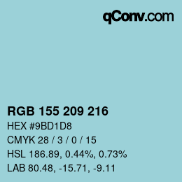 カラーコード: RGB 155 209 216 | qconv.com