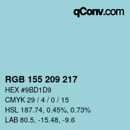Color code: RGB 155 209 217 | qconv.com