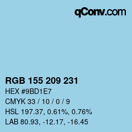カラーコード: RGB 155 209 231 | qconv.com