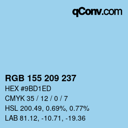 カラーコード: RGB 155 209 237 | qconv.com