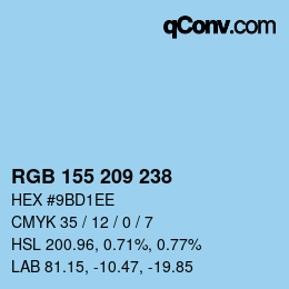 颜色代码: RGB 155 209 238 | qconv.com