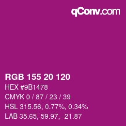 Color code: RGB 155 20 120 | qconv.com