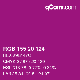 Color code: RGB 155 20 124 | qconv.com