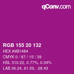 Color code: RGB 155 20 132 | qconv.com