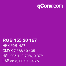 カラーコード: RGB 155 20 167 | qconv.com