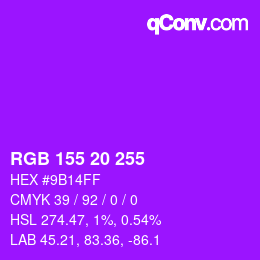 Color code: RGB 155 20 255 | qconv.com