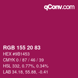 カラーコード: RGB 155 20 83 | qconv.com