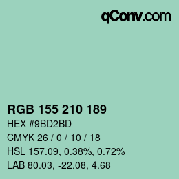 Color code: RGB 155 210 189 | qconv.com