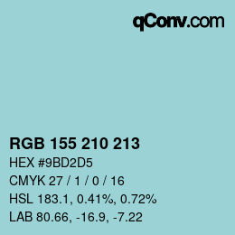 颜色代码: RGB 155 210 213 | qconv.com