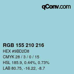 Color code: RGB 155 210 216 | qconv.com