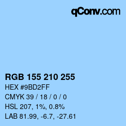 Color code: RGB 155 210 255 | qconv.com
