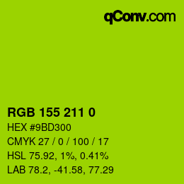颜色代码: RGB 155 211 0 | qconv.com