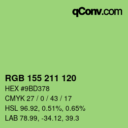 颜色代码: RGB 155 211 120 | qconv.com