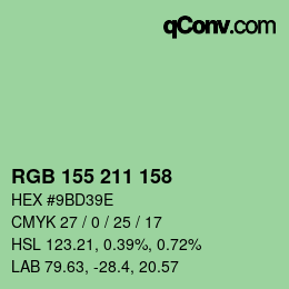 カラーコード: RGB 155 211 158 | qconv.com