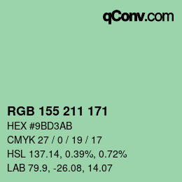 カラーコード: RGB 155 211 171 | qconv.com