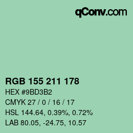 カラーコード: RGB 155 211 178 | qconv.com