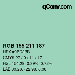 カラーコード: RGB 155 211 187 | qconv.com