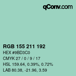 カラーコード: RGB 155 211 192 | qconv.com