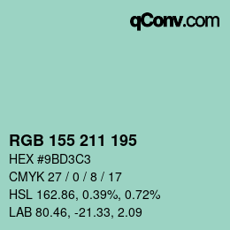 Color code: RGB 155 211 195 | qconv.com