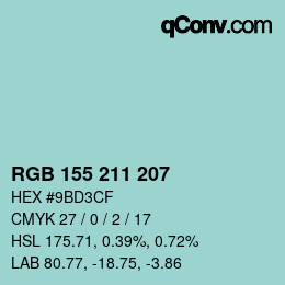 Color code: RGB 155 211 207 | qconv.com