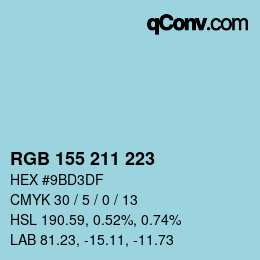 颜色代码: RGB 155 211 223 | qconv.com