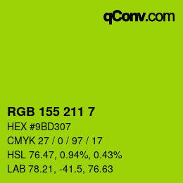 カラーコード: RGB 155 211 7 | qconv.com