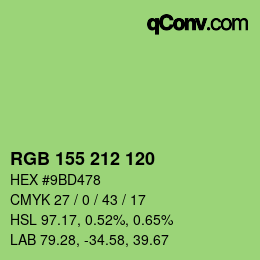 颜色代码: RGB 155 212 120 | qconv.com