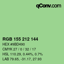 颜色代码: RGB 155 212 144 | qconv.com