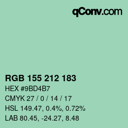 カラーコード: RGB 155 212 183 | qconv.com