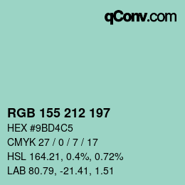 カラーコード: RGB 155 212 197 | qconv.com