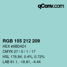 Color code: RGB 155 212 209 | qconv.com