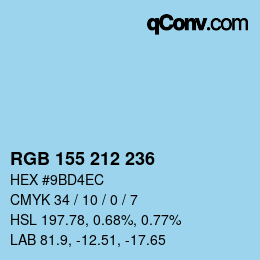 Color code: RGB 155 212 236 | qconv.com