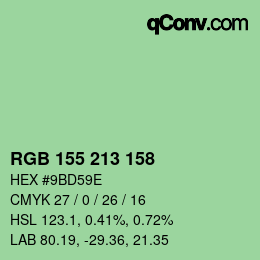 颜色代码: RGB 155 213 158 | qconv.com